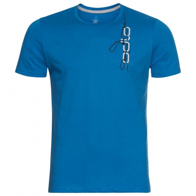 Odlo Hiking/Leisure Tshirt Crew Neck Nikko with Logo Print (50% Cotton, 50% Polyester) Indigo Blue Men